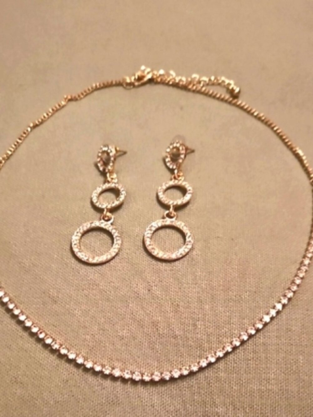 Crystal Gold plated Necklace and Earring Set,